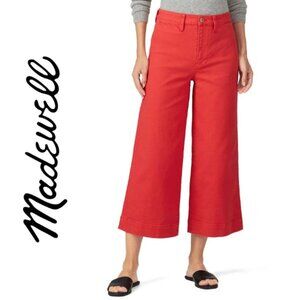 Madewell Red Emmett Cropped Wide Leg High Waist Pants, Size 28/US 6